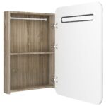 Armoire de salle de bain à miroir LED blanc et chêne 60x11x80cm – Image 3