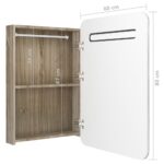 Armoire de salle de bain à miroir LED blanc et chêne 60x11x80cm – Image 5