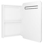 Armoire de salle de bain à miroir LED Blanc brillant 60x11x80cm – Image 3
