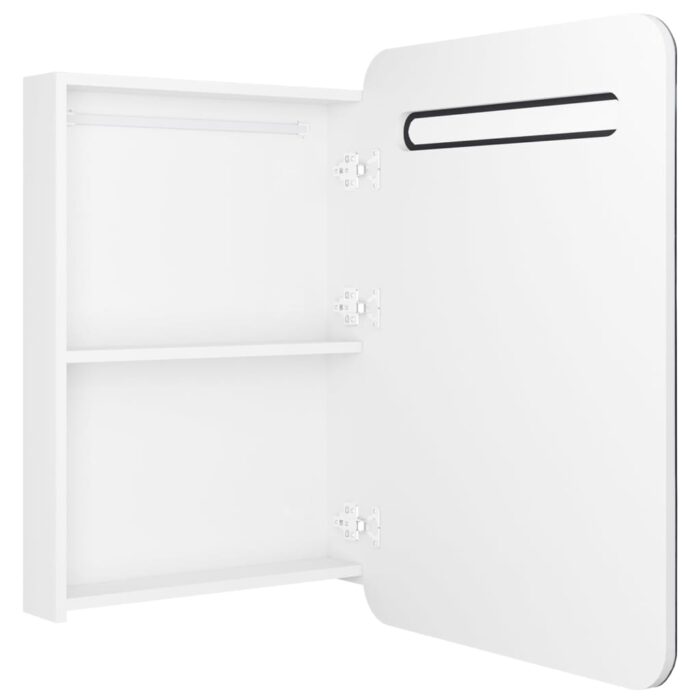 Armoire de salle de bain à miroir LED Blanc brillant 60x11x80cm – Image 3