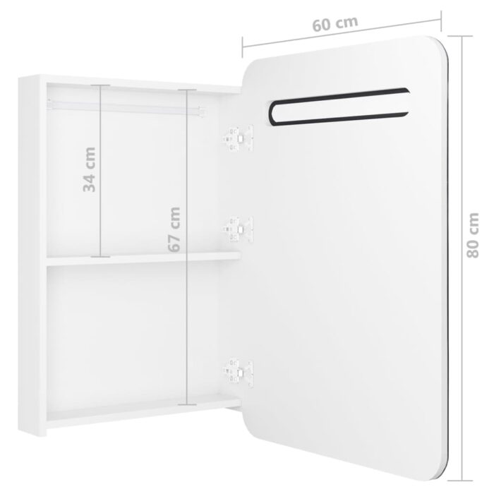Armoire de salle de bain à miroir LED Blanc brillant 60x11x80cm – Image 5