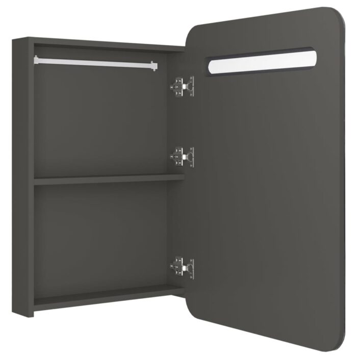 Armoire de salle de bain à miroir LED anthracite 60x11x80 cm – Image 3