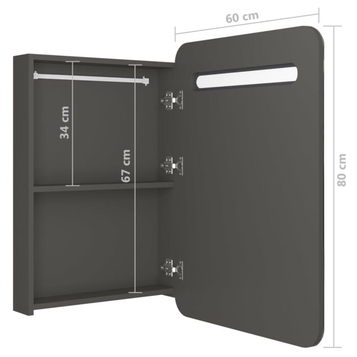 Armoire de salle de bain à miroir LED anthracite 60x11x80 cm – Image 5