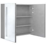 Armoire de salle de bain à miroir LED Gris béton 62x14x60 cm – Image 2