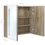 Armoire de salle de bain à miroir LED Chêne 62x14x60 cm – Image 6