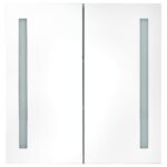 Armoire de salle de bain à miroir LED blanc et chêne 62x14x60cm – Image 2