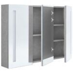 Armoire de salle de bain à miroir LED Gris béton 89x14x62 cm – Image 2