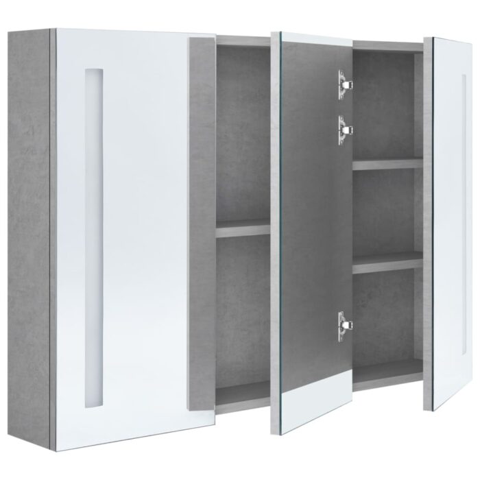 Armoire de salle de bain à miroir LED Gris béton 89x14x62 cm – Image 2