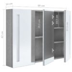 Armoire de salle de bain à miroir LED Gris béton 89x14x62 cm – Image 6