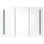 Armoire de salle de bain à miroir LED 89x14x62 cm Gris – Image 3