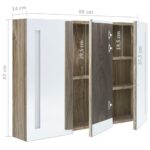 Armoire de salle de bain à miroir LED 89x14x62 cm chêne – Image 6
