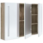 Armoire de salle de bain à miroir LED 89x14x62cm blanc et chêne – Image 3