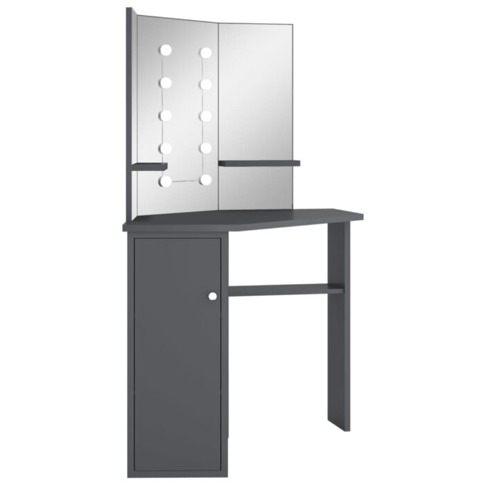 Coiffeuse d'angle avec LED Gris 111x54x141,5 cm – Image 2