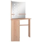 Coiffeuse d'angle avec LED Chêne 111x54x141,5 cm – Image 2