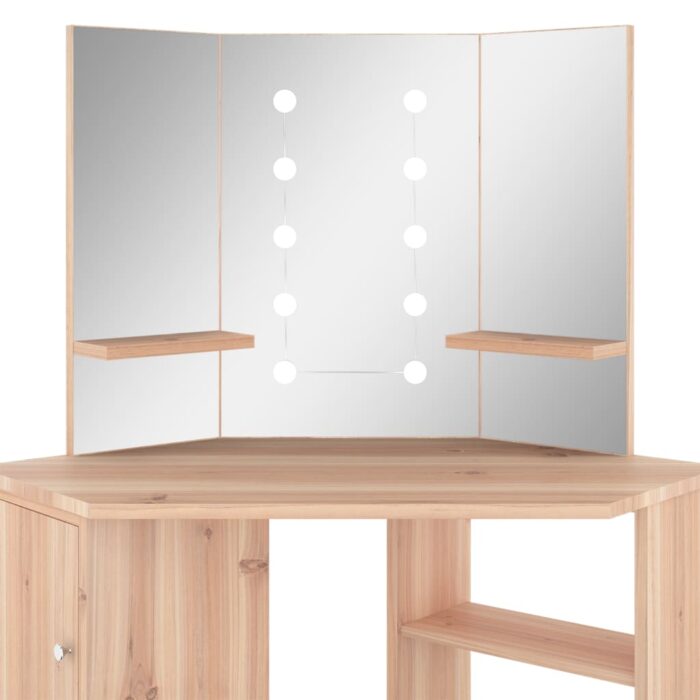 Coiffeuse d'angle avec LED Chêne 111x54x141,5 cm – Image 6