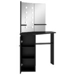Coiffeuse d'angle avec LED Noir 111x54x141,5 cm – Image 5