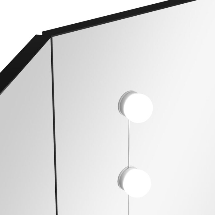 Coiffeuse d'angle avec LED Noir 111x54x141,5 cm – Image 9