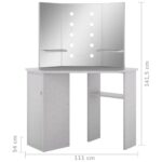 Coiffeuse d'angle avec LED Gris béton 111x54x141,5 cm – Image 10