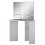 Coiffeuse d'angle avec LED Gris béton 111x54x141,5 cm – Image 3