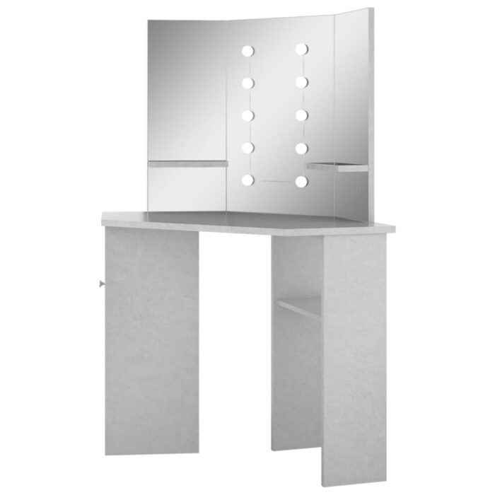 Coiffeuse d'angle avec LED Gris béton 111x54x141,5 cm – Image 3