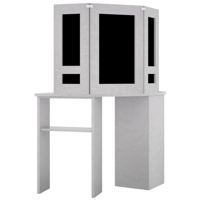 Coiffeuse d'angle avec LED Gris béton 111x54x141,5 cm – Image 4