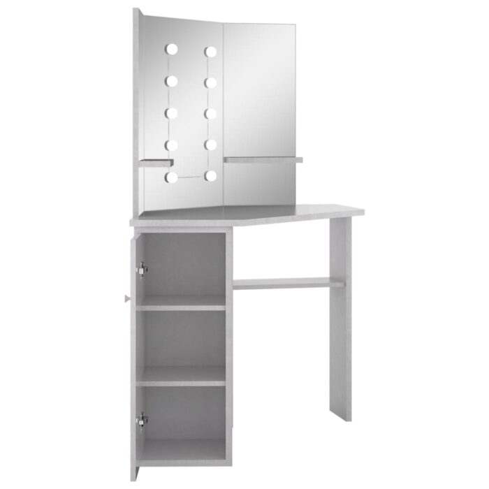 Coiffeuse d'angle avec LED Gris béton 111x54x141,5 cm – Image 5