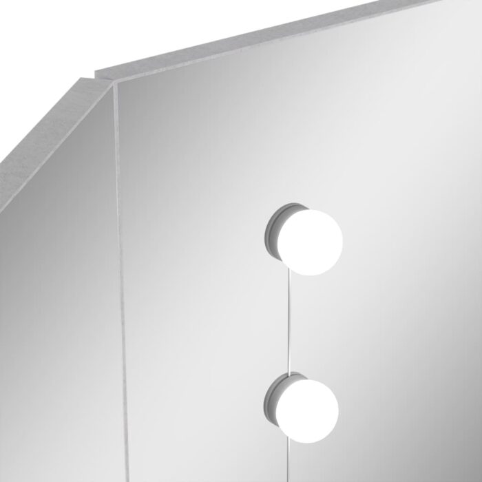 Coiffeuse d'angle avec LED Gris béton 111x54x141,5 cm – Image 9