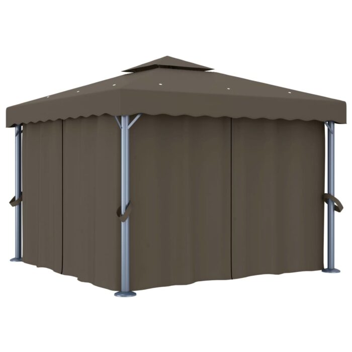 Tonnelle avec rideau 3x3 m Taupe Aluminium – Image 3