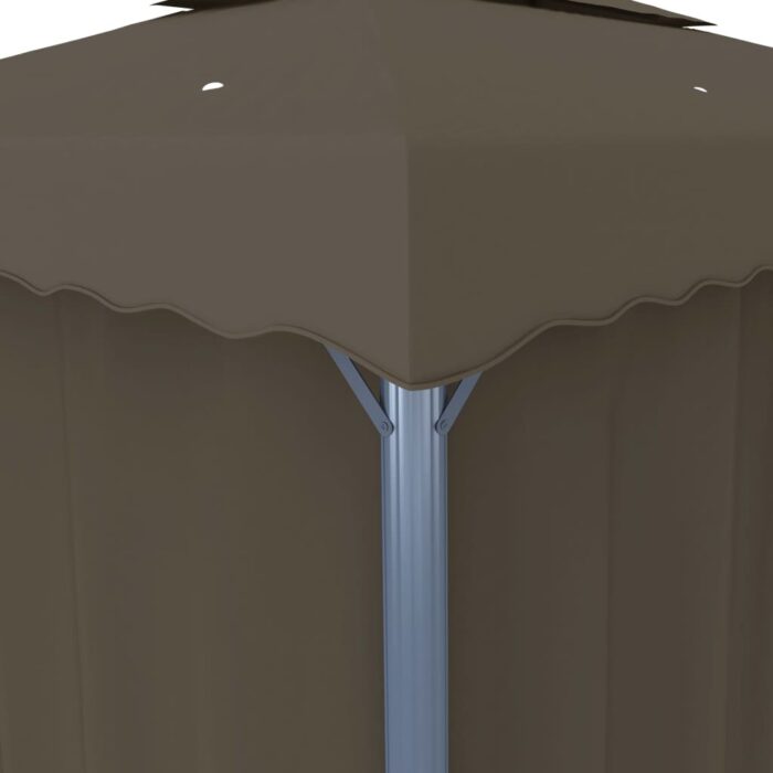 Tonnelle avec rideau 3x3 m Taupe Aluminium – Image 4