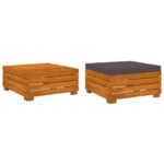 Table et repose-pied de jardin et coussin Bois d'acacia massif