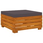 Table et repose-pied de jardin et coussin Bois d'acacia massif – Image 2