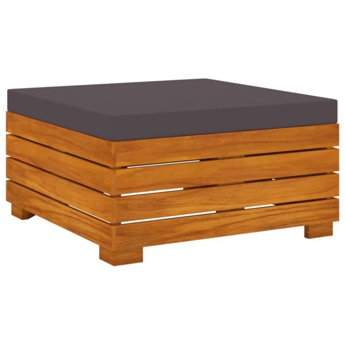 Table et repose-pied de jardin et coussin Bois d'acacia massif – Image 2