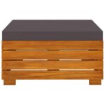Table et repose-pied de jardin et coussin Bois d'acacia massif – Image 4