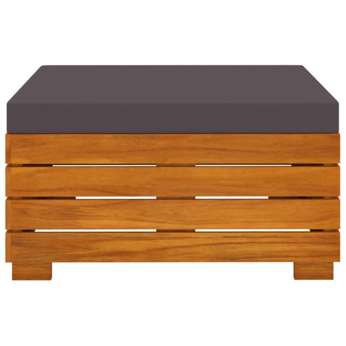 Table et repose-pied de jardin et coussin Bois d'acacia massif – Image 4