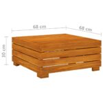 Table et repose-pied de jardin et coussin Bois d'acacia massif – Image 5