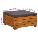 Table et repose-pied de jardin et coussin Bois d'acacia massif – Image 6
