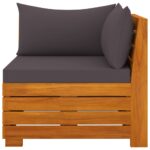 Salon de jardin 2 pcs avec coussins Bois d'acacia solide – Image 2