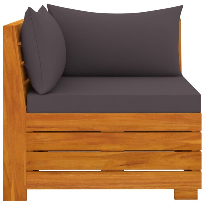 Salon de jardin 2 pcs avec coussins Bois d'acacia solide – Image 3
