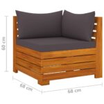 Salon de jardin 2 pcs avec coussins Bois d'acacia solide – Image 7