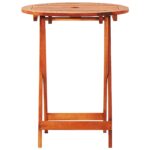 Table de jardin pliable Ø60x75 cm Bois d'eucalyptus solide – Image 2