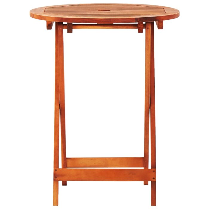 Table de jardin pliable Ø60x75 cm Bois d'eucalyptus solide – Image 2