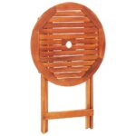 Table de jardin pliable Ø60x75 cm Bois d'eucalyptus solide – Image 3