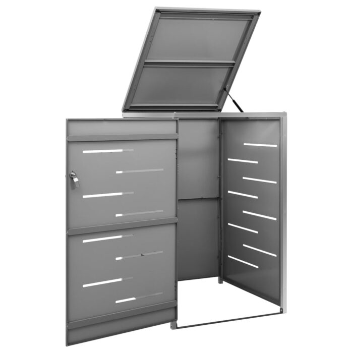 Abri pour poubelle 69x77,5x112,5 cm Inox – Image 3