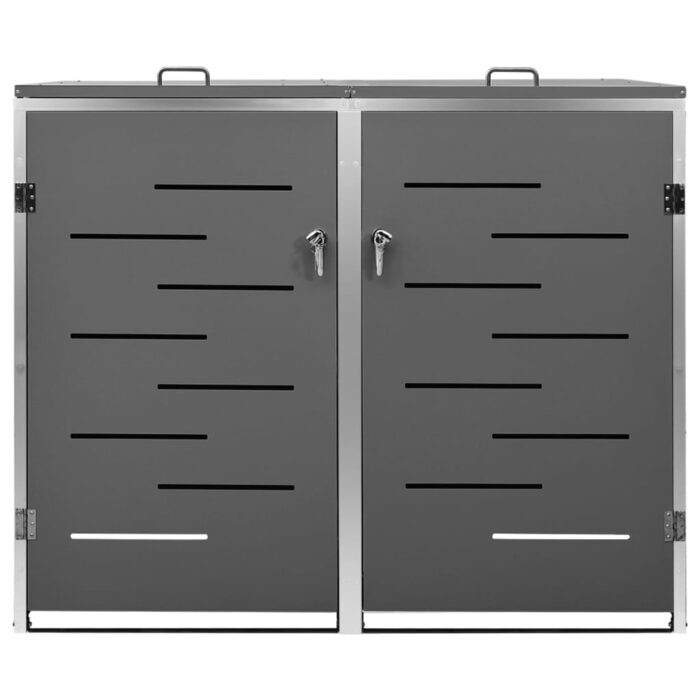 Abri pour deux poubelles 138x77,5x112,5 cm Inox – Image 4