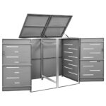 Abri pour deux poubelles 138x77,5x112,5 cm Inox – Image 8