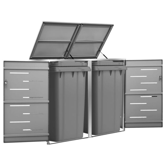 Abri pour deux poubelles 138x77,5x112,5 cm Inox – Image 1