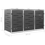 Abri pour trois poubelles 207x77,5x112,5 cm Inox – Image 10
