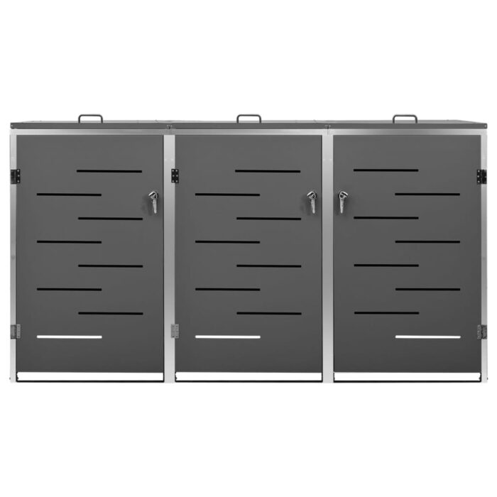Abri pour trois poubelles 207x77,5x112,5 cm Inox – Image 6