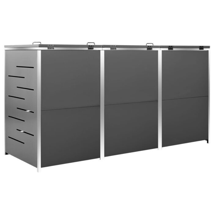 Abri pour trois poubelles 207x77,5x112,5 cm Inox – Image 8
