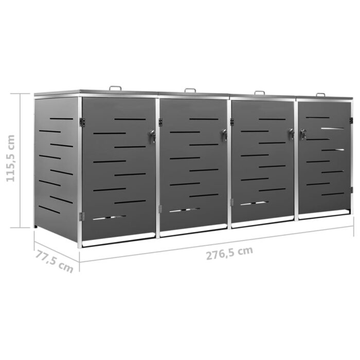Abri pour quatre poubelles 276,5x77,5x112,5 cm Inox – Image 10